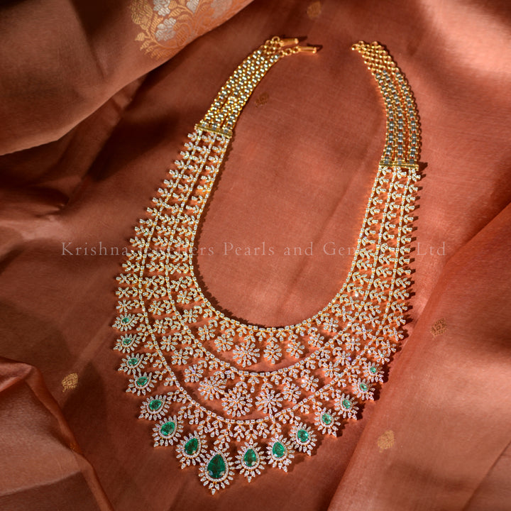Diamond & Emerald Grand Bridal Necklace Luxury Wedding Jewellery
