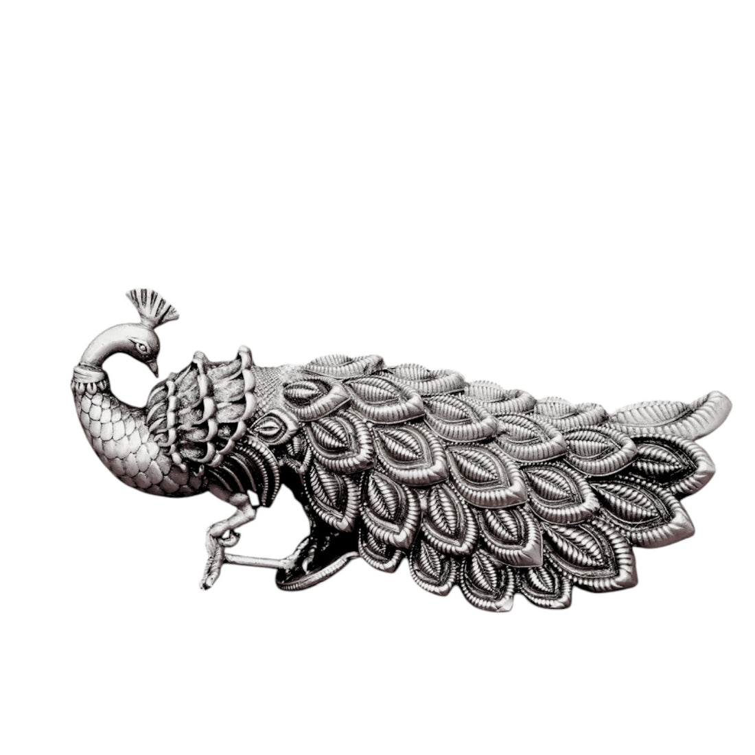 Silver Peacock Idol - Graceful & Elegant Design