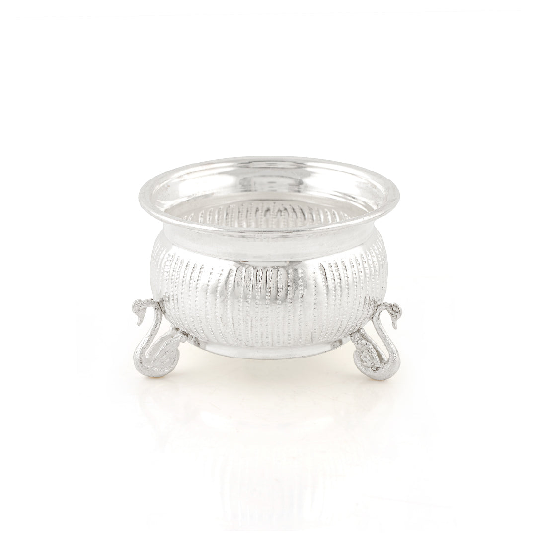 Silver Swan Leg Bowl - Single Piece - Traditional Pooja Decor