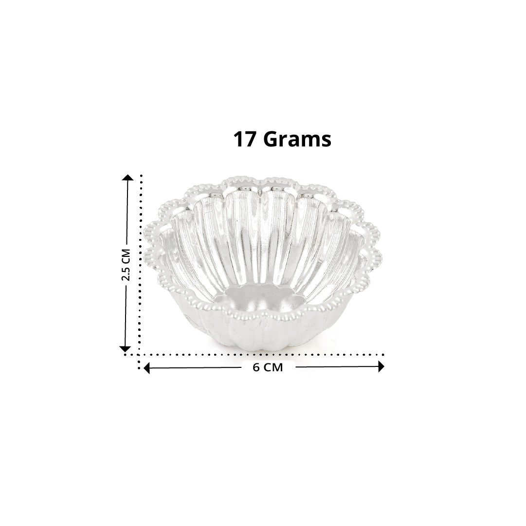 Pure Silver Fluted Design Pooja Bowl