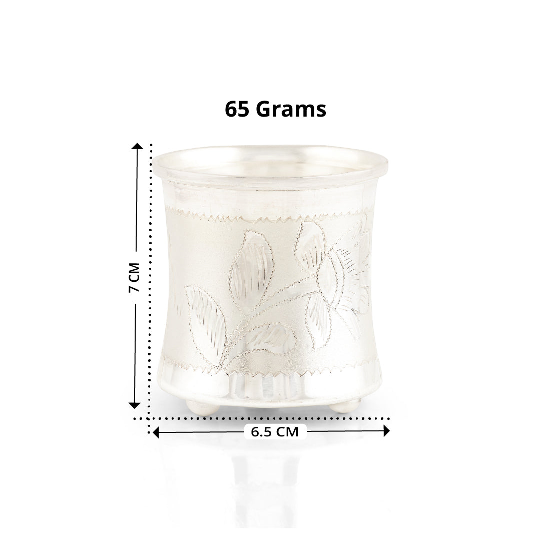 92.5 Pure Silver Embossed Leaf Design Panchapatra