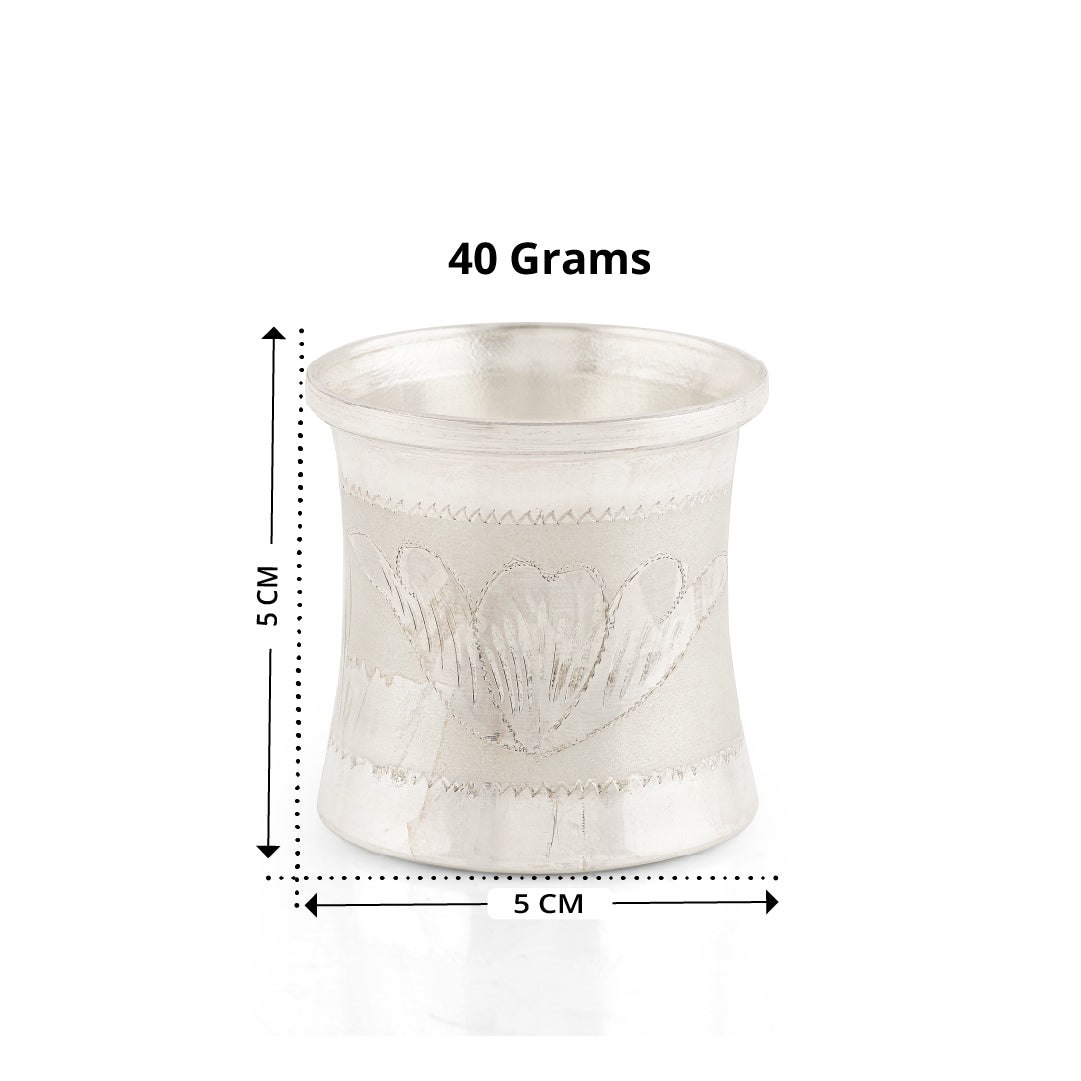 Pure Silver Leaf Design Panchapatra Traditional 92.5 Silver Pooja Essential