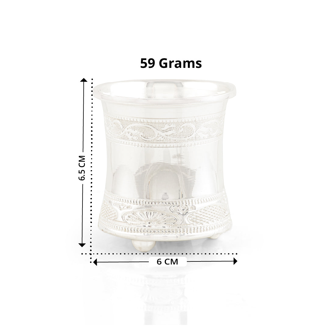 Embossed Leaf Motif Panchapatra in 92.5 Silver