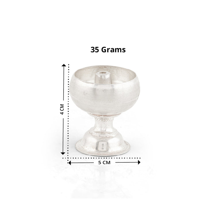 Pure Silver Plain Diya Stand Pair of Traditional Pooja Lamps