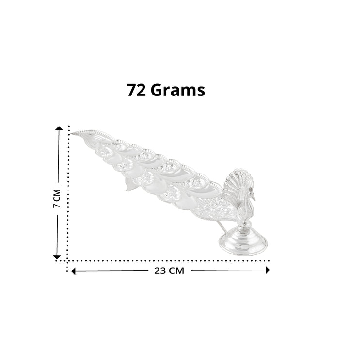 Pure Silver Peacock Motif Stand - Decorative Agarbatti Holder