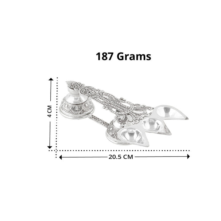 Pure Silver Aarti Karpuram Stand / Multi-Wick Deepam