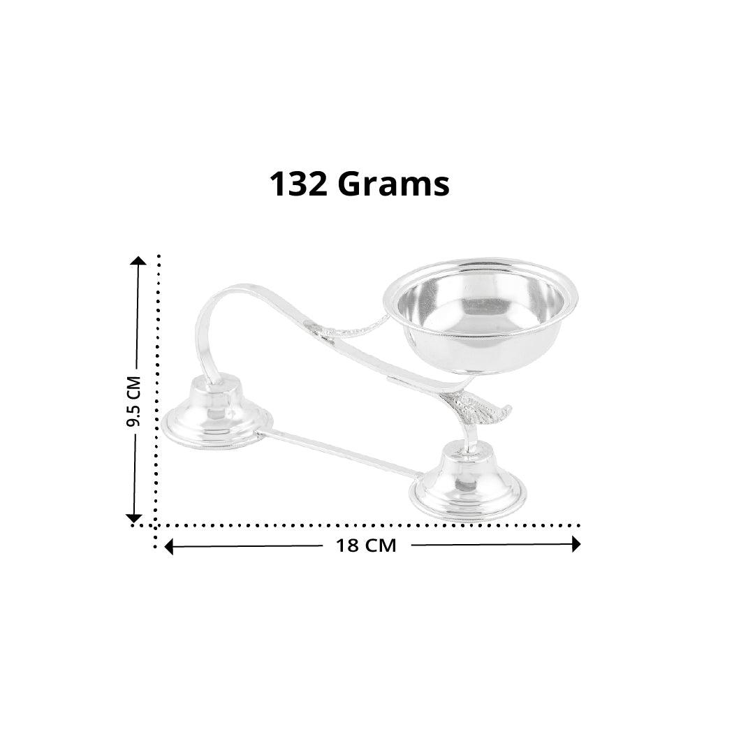 Pure Silver Aarti Stand / Pooja Lamp with Handle