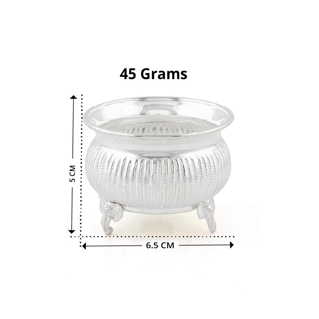 Pure Silver Elephant Leg Bowl - Single Piece