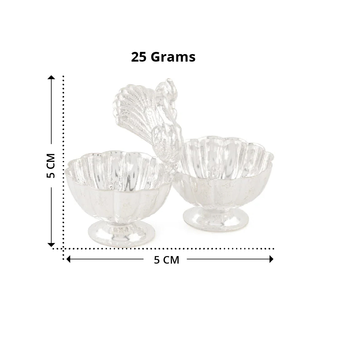 Kumkum and Haldi Bowls with Holder, Crafted in 92.5 Silver