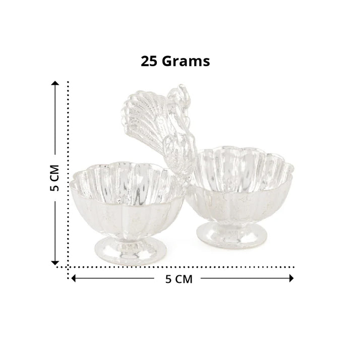 Kumkum and Haldi Bowls with Holder, Crafted in 92.5 Silver