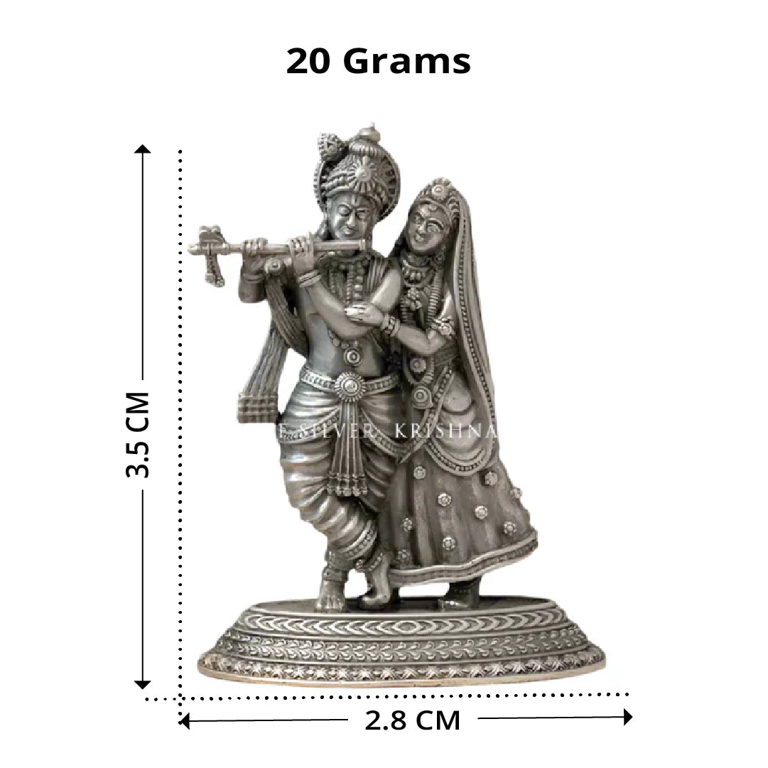 Silver Radha Krishna Idol - Divine Couple Idol