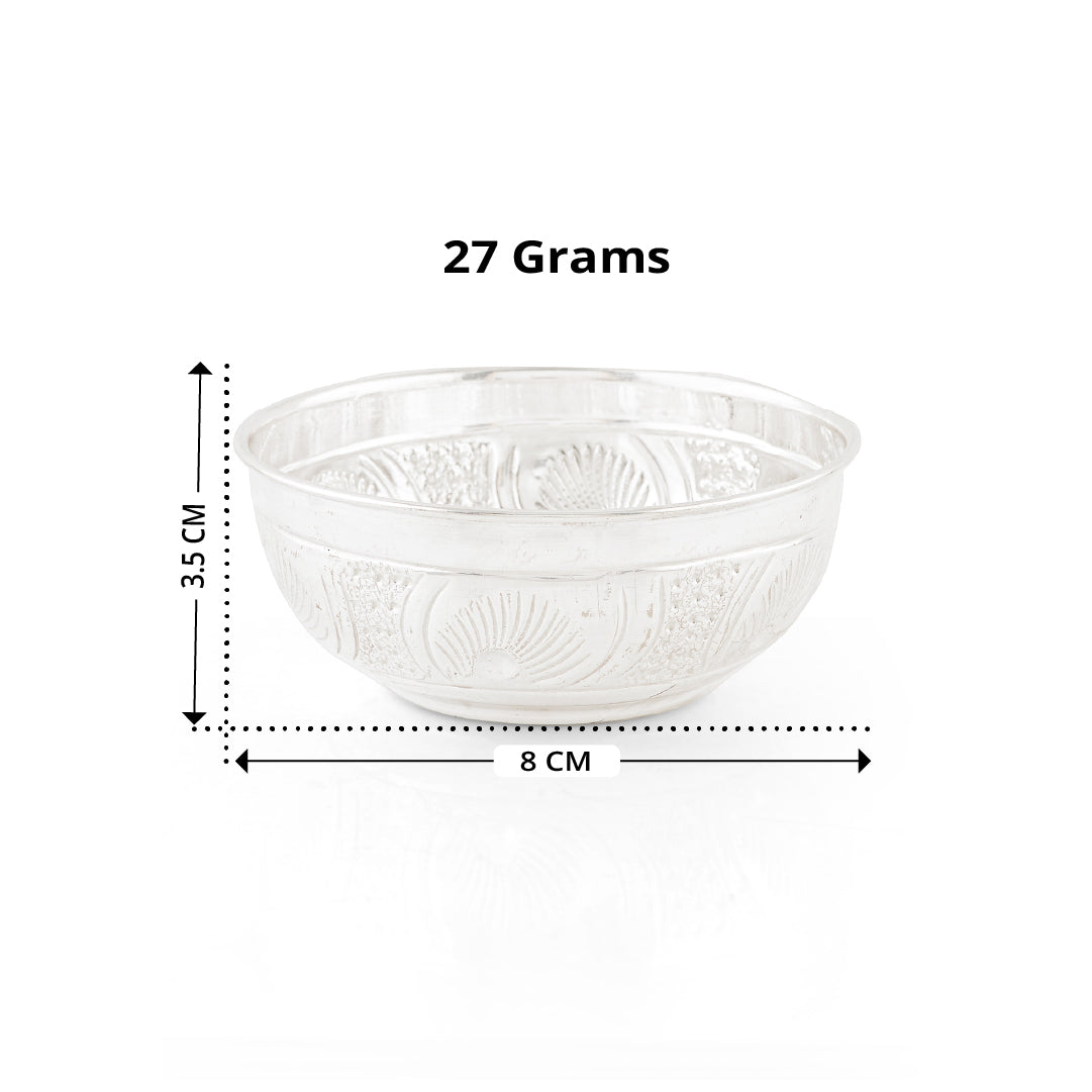 92.5 Pure Silver Designed Bowl