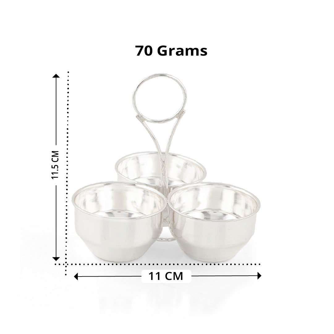 92.5 Pure Silver Three-Bowl Panchapali