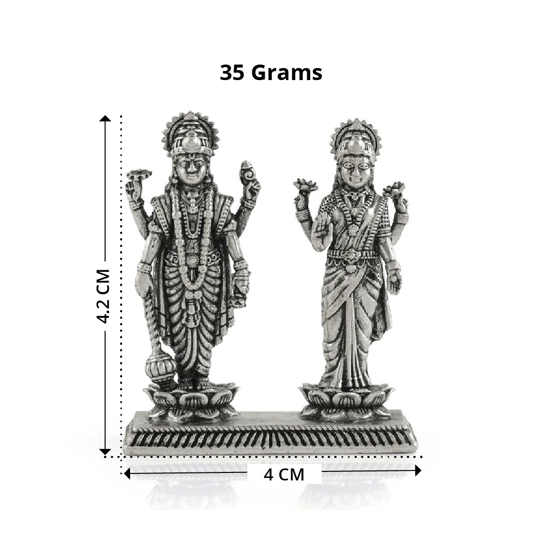 Vishnu Lakshmi Idol In Silver