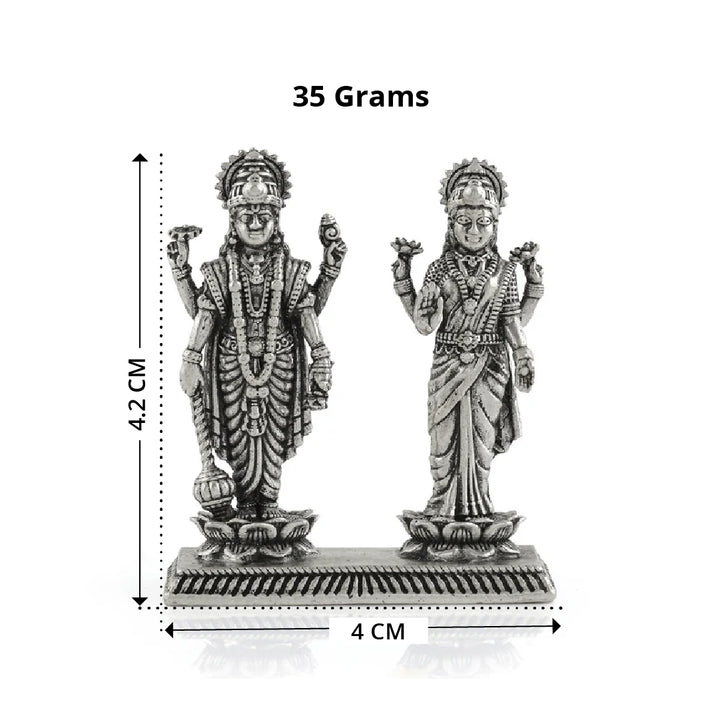 Vishnu Lakshmi Idol In Silver