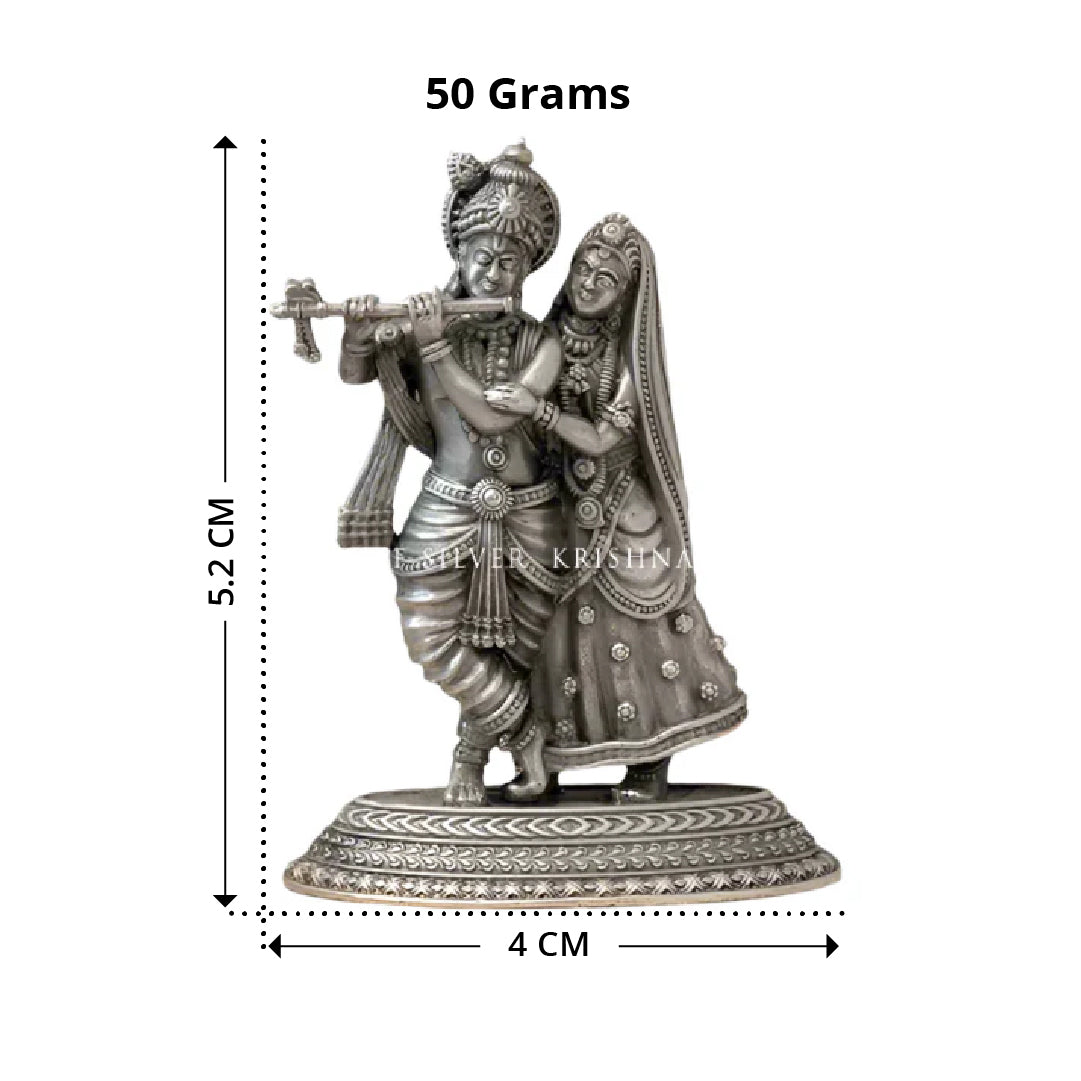 Silver Radha Krishna Idol - Divine Couple Idol