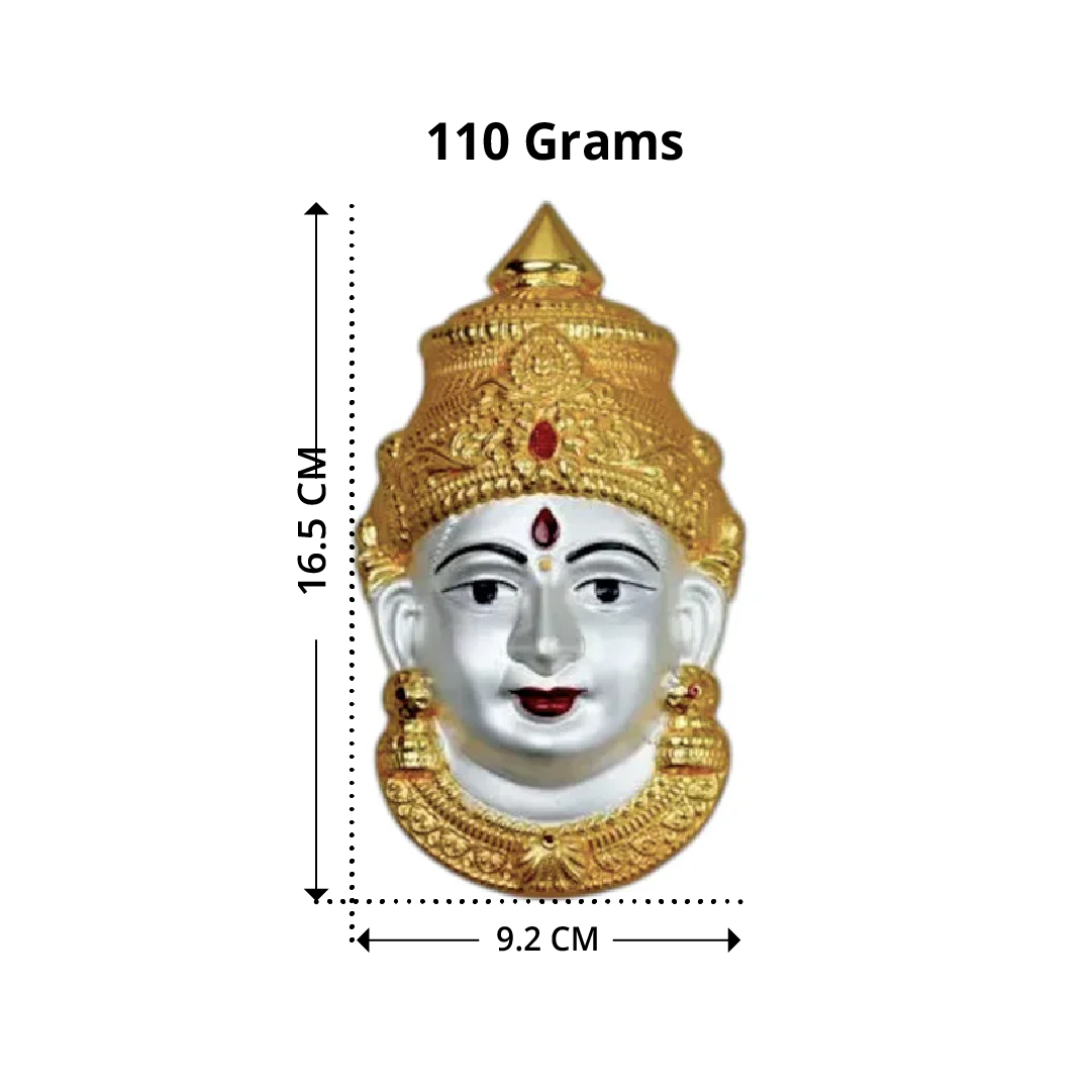 Silver Durga Face - Wall Hanging, Hindu Deity