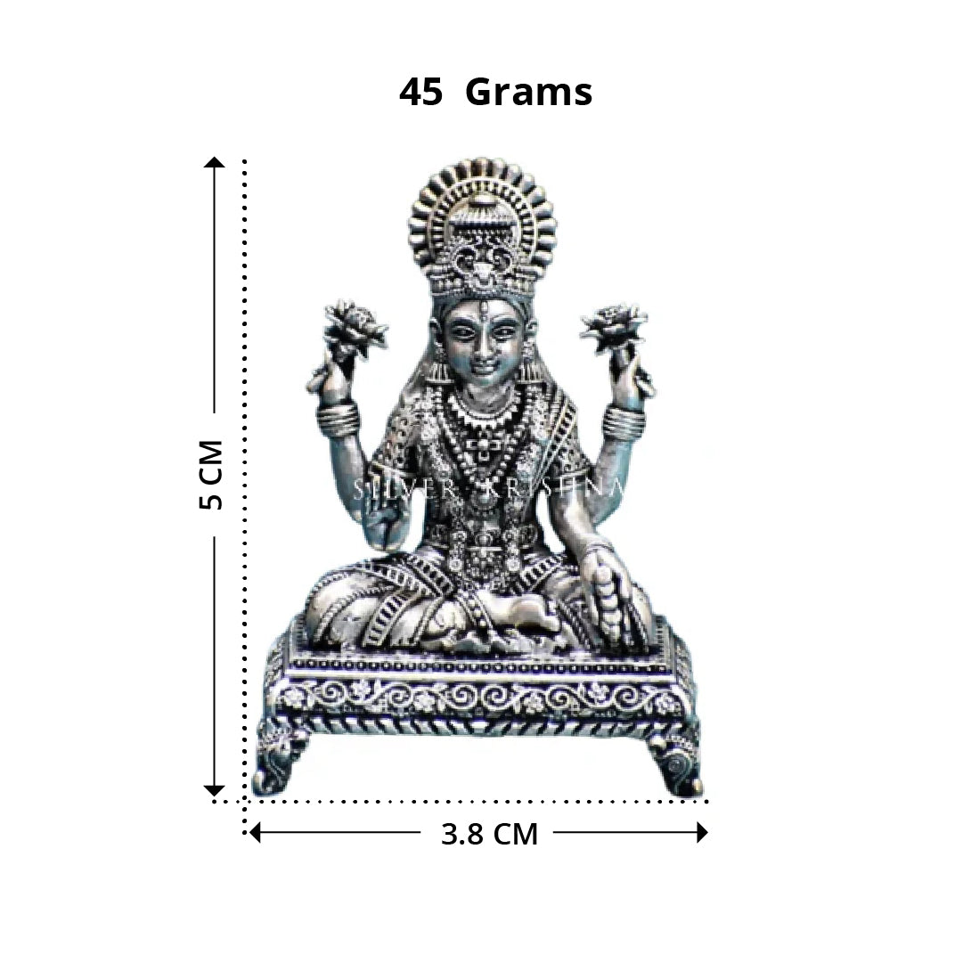 Goddess Lakshmi Silver Idol - Lotus, Prosperity