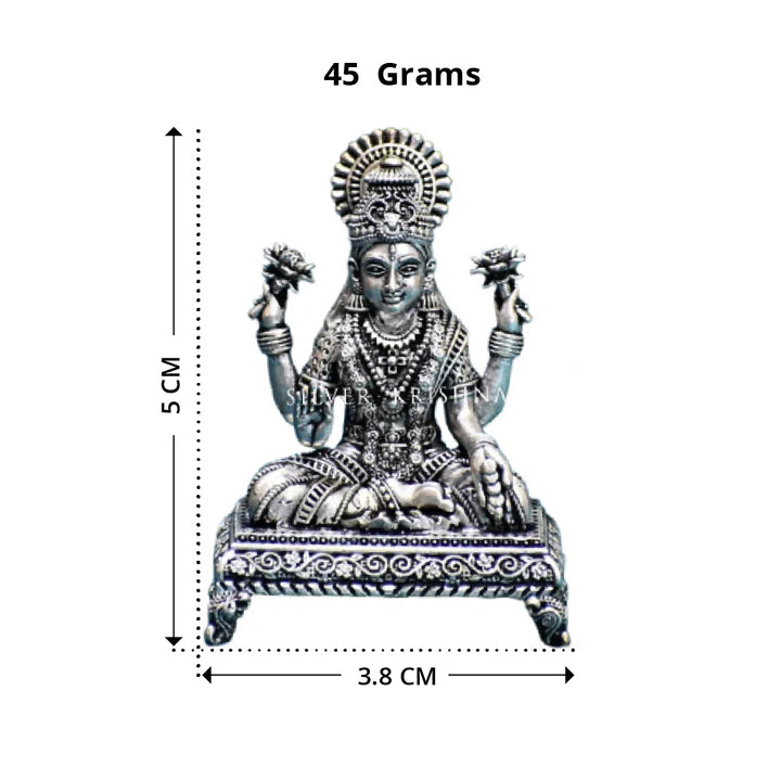 Goddess Lakshmi Silver Idol - Lotus, Prosperity