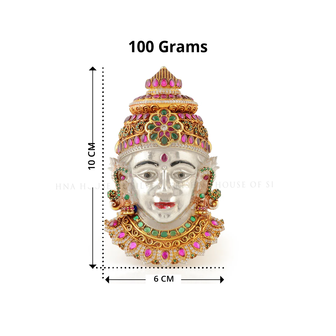 Hindu Goddess Lakshmi Face Mask - Puja Item, Gemstone Adornments