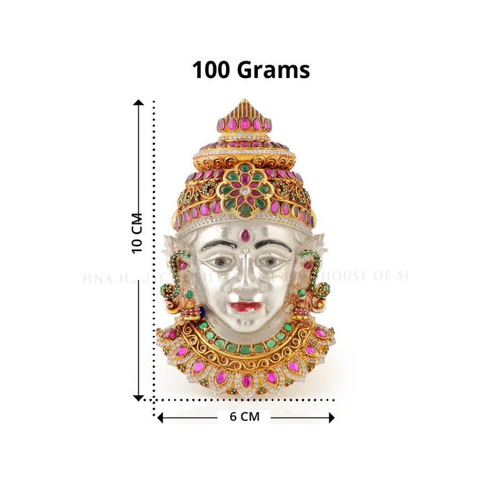 Hindu Goddess Lakshmi Face Mask - Puja Item, Gemstone Adornments