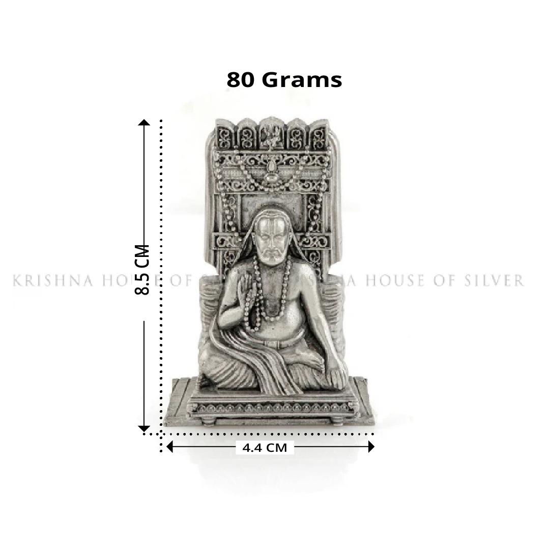 Radiant Silver Idol of Saint Raghavendra Swami