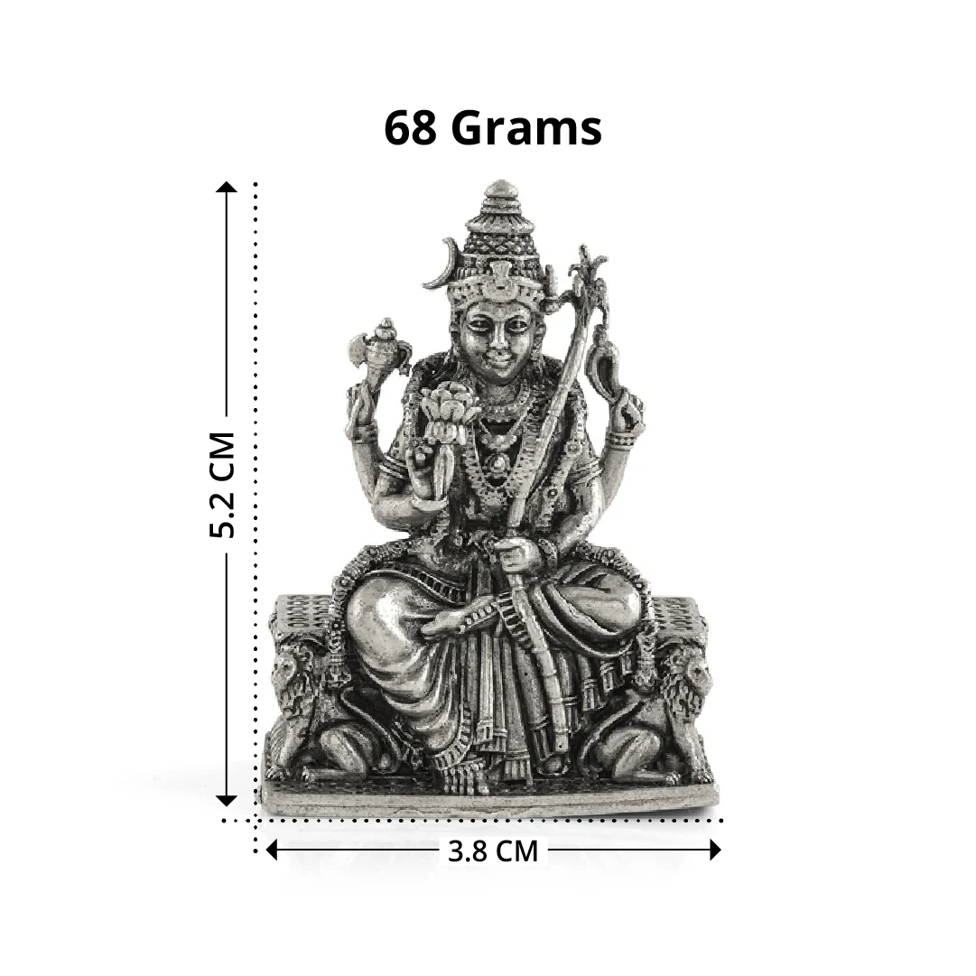 Goddess Lalitha Devi Idol In Silver With Antique Finish