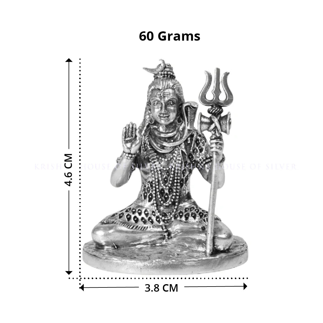Intricate 92.5 Silver Shiva Idol - The Destroyer