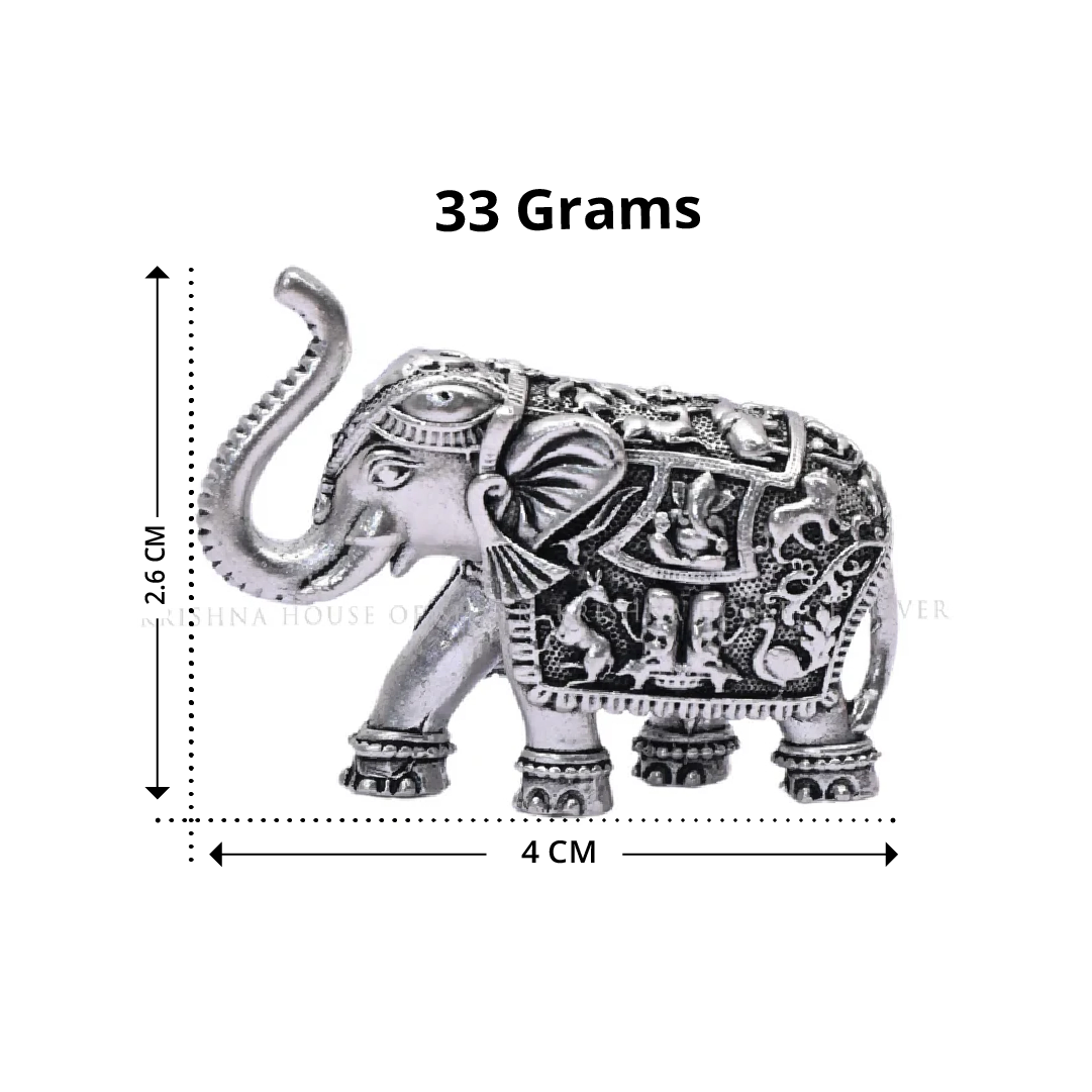 Antique Finish Silver Elephant Idol