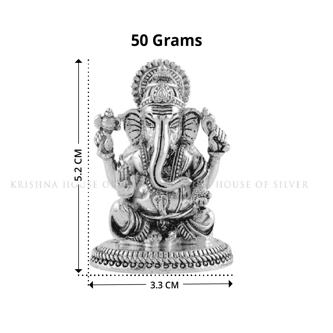 Silver Ganesh Idol in Antique Finish