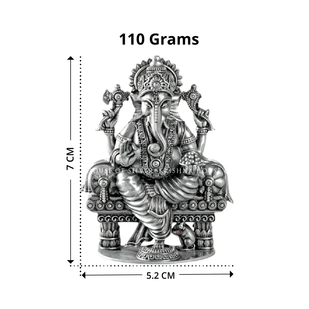 Sterling Silver Ganesh Idol for Home Temple 92.5