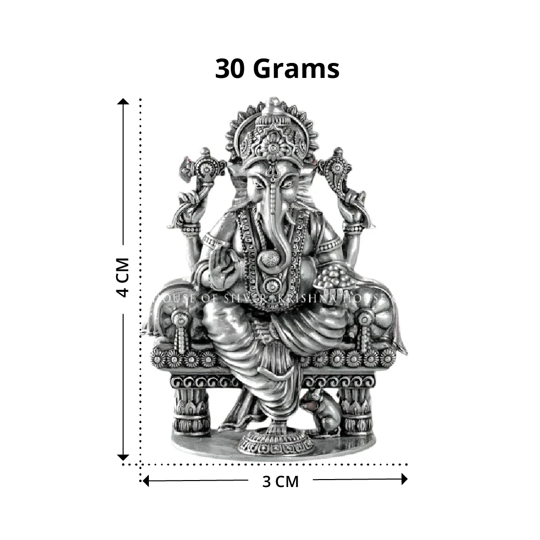 Sterling Silver Ganesh Idol for Home Temple 92.5