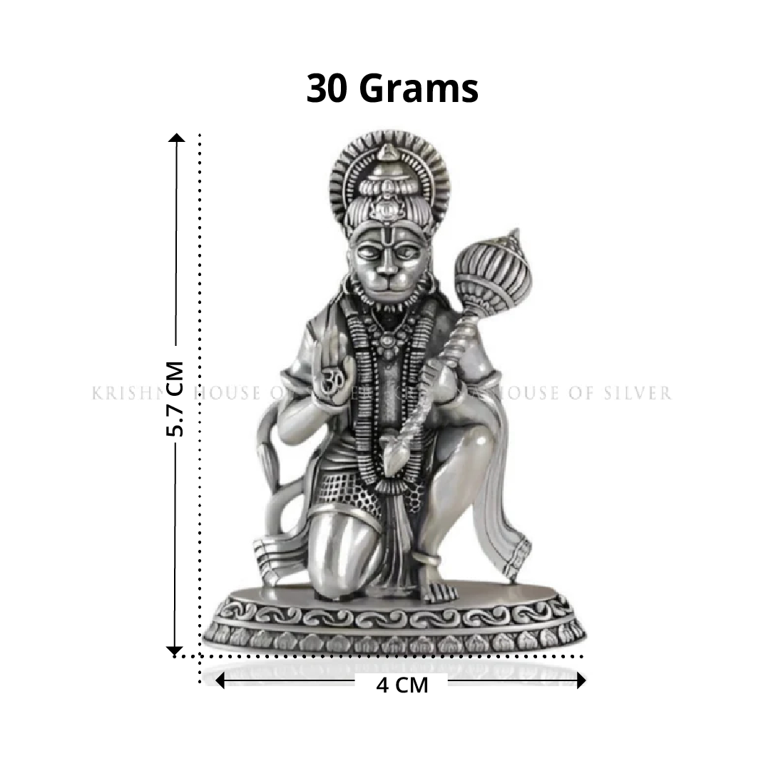 Divine Sitting Hanuman Idol in 92.5 Silver