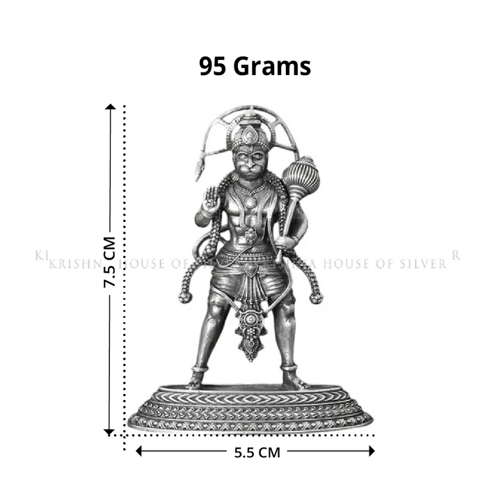 Handcrafted 92.5 Silver Standing Hanuman Idol