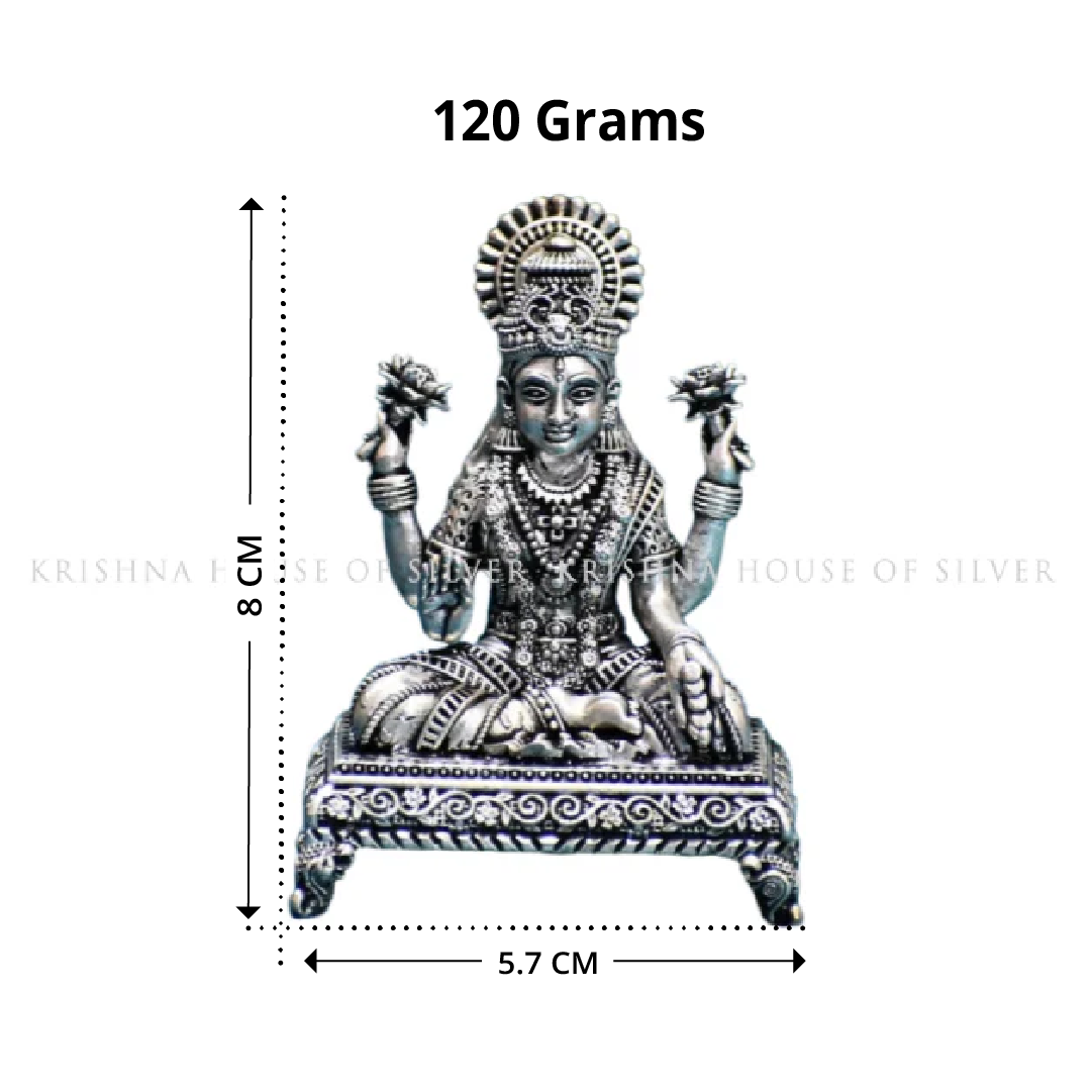Goddess Lakshmi Silver Idol - Lotus, Prosperity