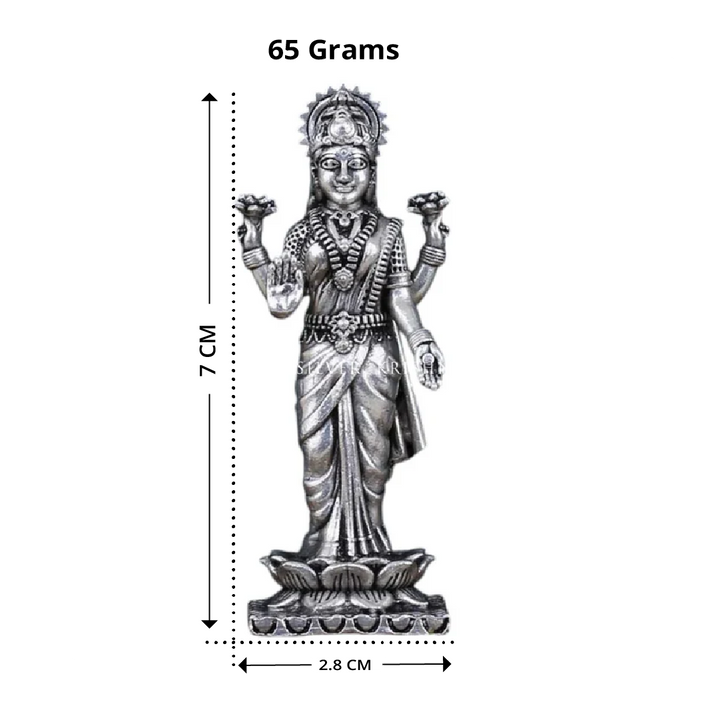 Upright Silver Lakshmi Murti - Lotus, Prosperity & Blessings