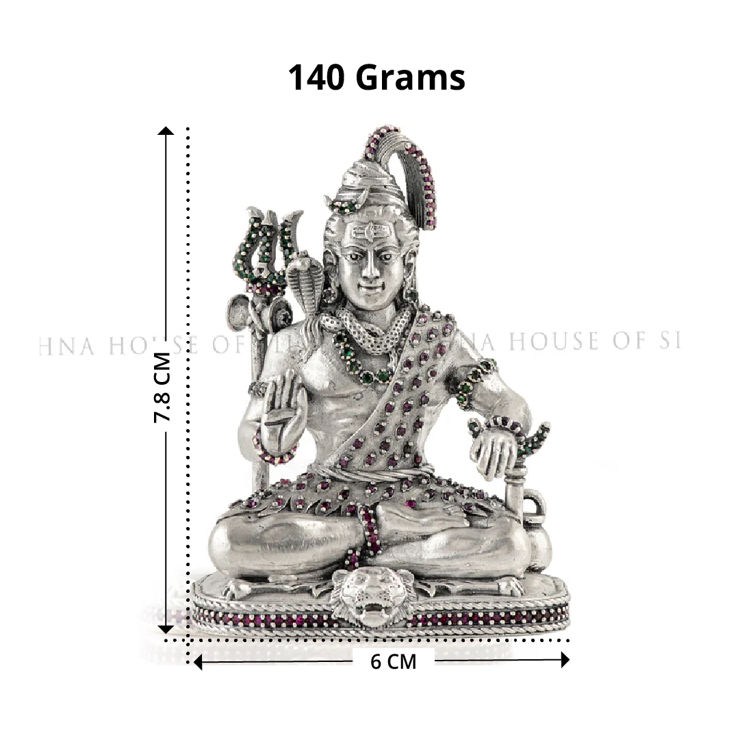Shiva Idol 92.5 Silver with Gemstone Inlay