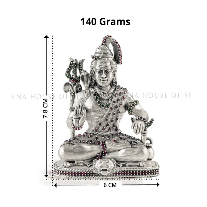 Shiva Idol 92.5 Silver with Gemstone Inlay