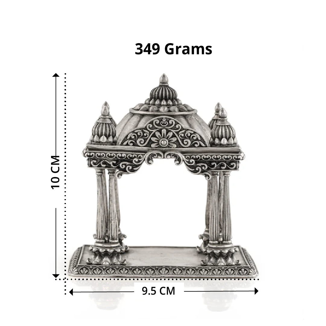 Antique Silver Mandir with Floral Design