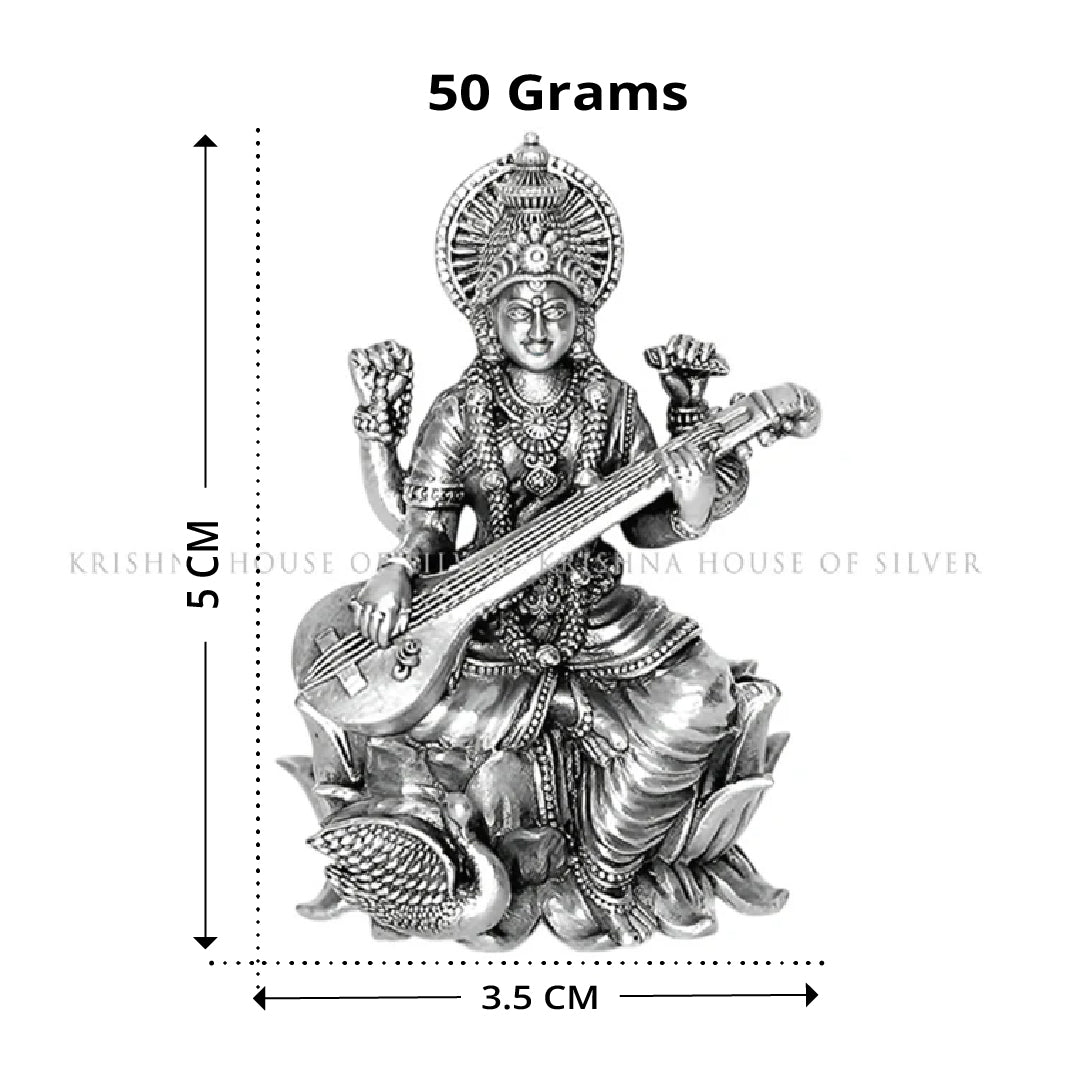 Goddess Saraswati Idol in Silver