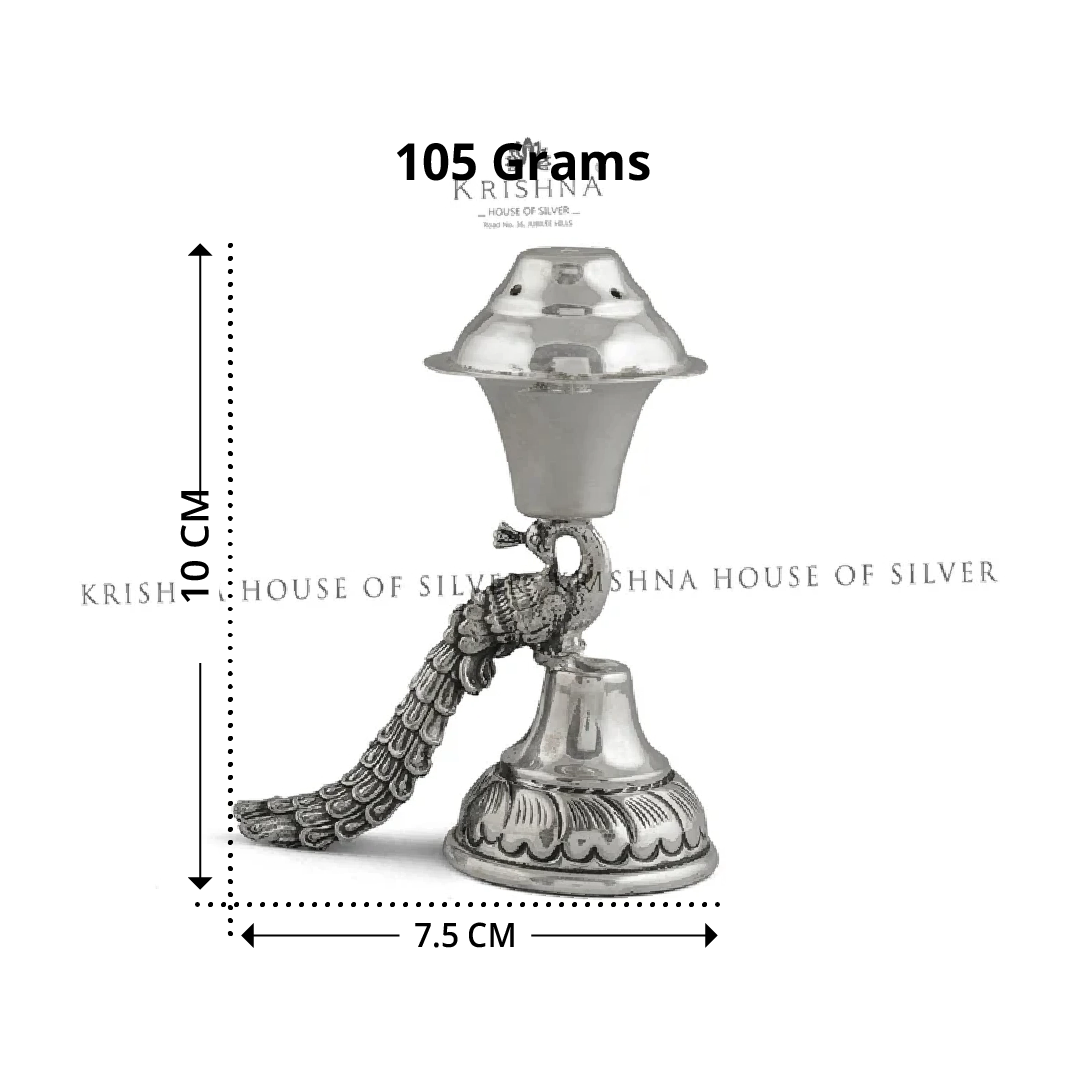 Regal Silver Agarbatti Stand in  Peacock Design