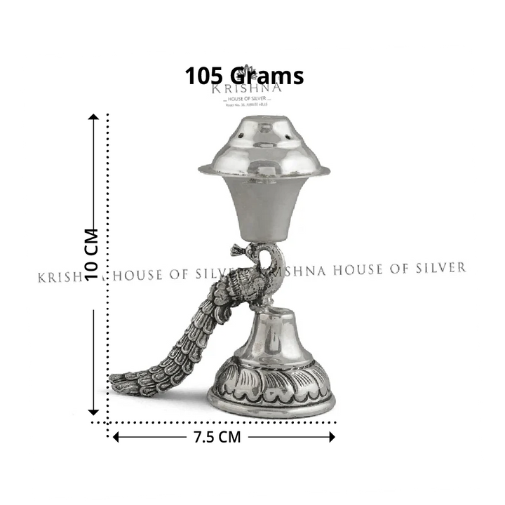 Regal Silver Agarbatti Stand in  Peacock Design