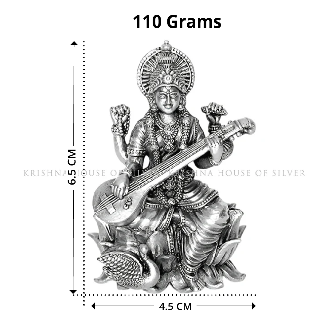 Goddess Saraswati Idol in Silver