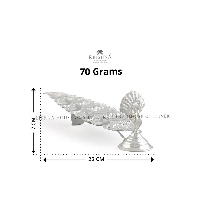 Sacred  Elongated Silver Agarbatti  in Peacock Design