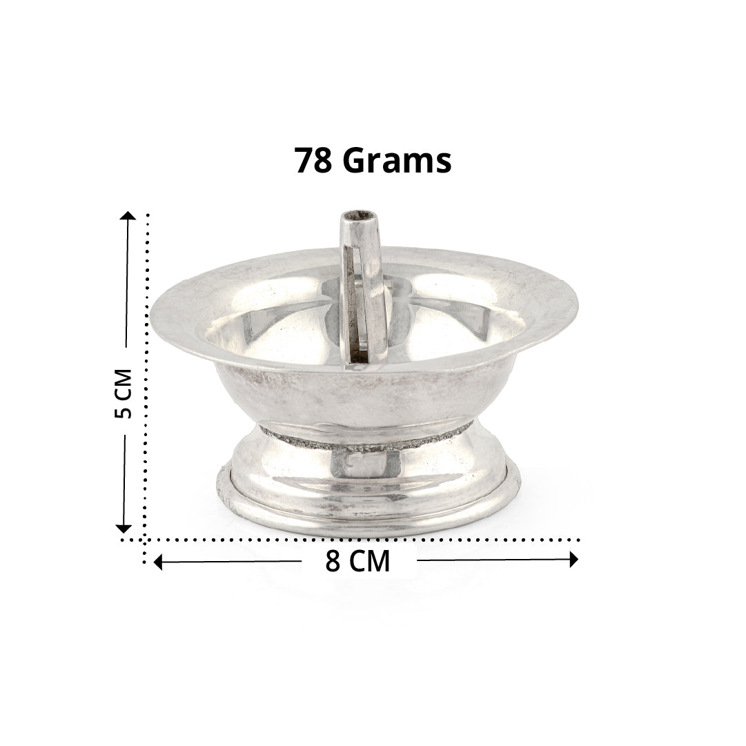 Pure Silver Small Deepam - Single Piece (Wick Holder Style)