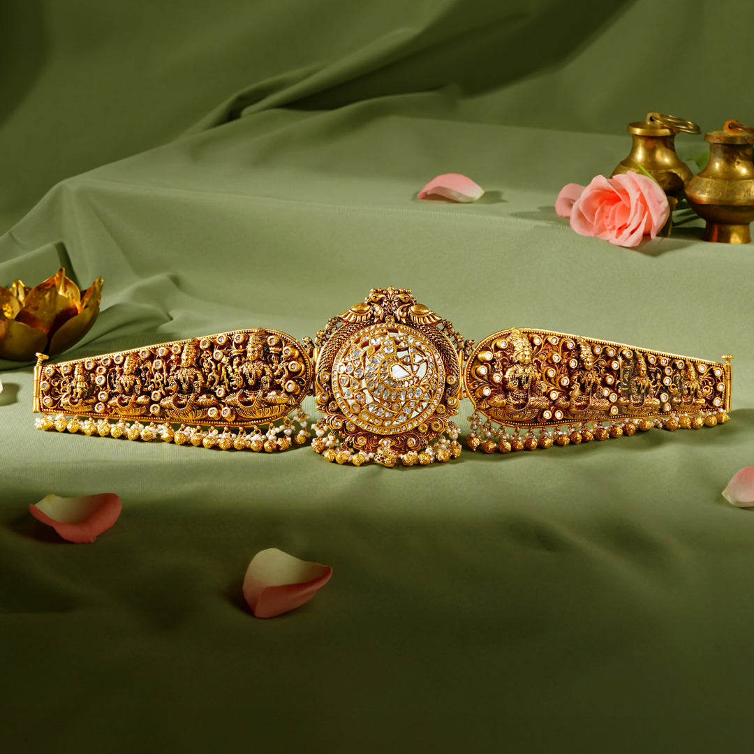 Handcrafted 22K Gold Laxmi Devi Vaddanam | Bridal Waist Belt
