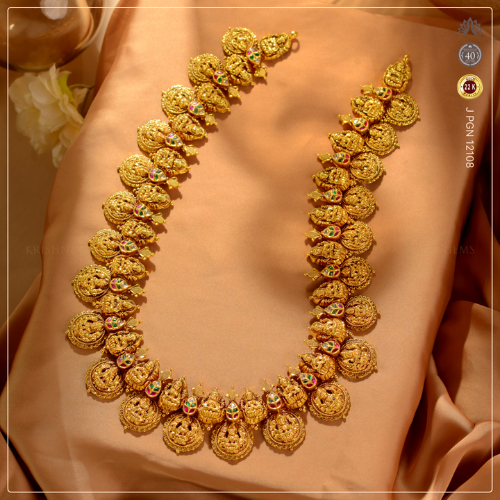 Gold Laxmi Devi Kasu Style Necklace | Traditional Temple Jewellery Design