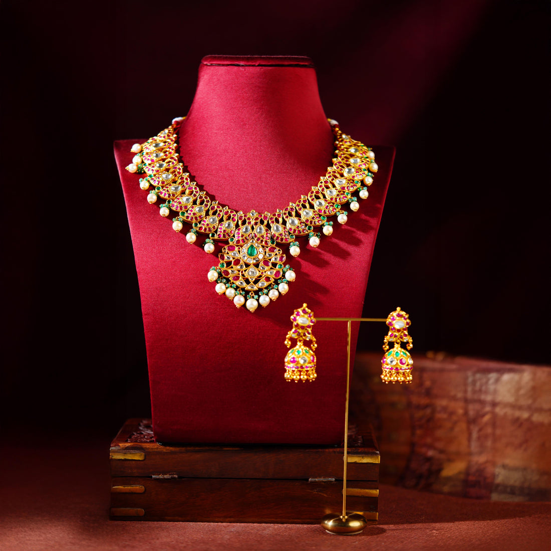 22K Polki Kundan Mango Necklace Set