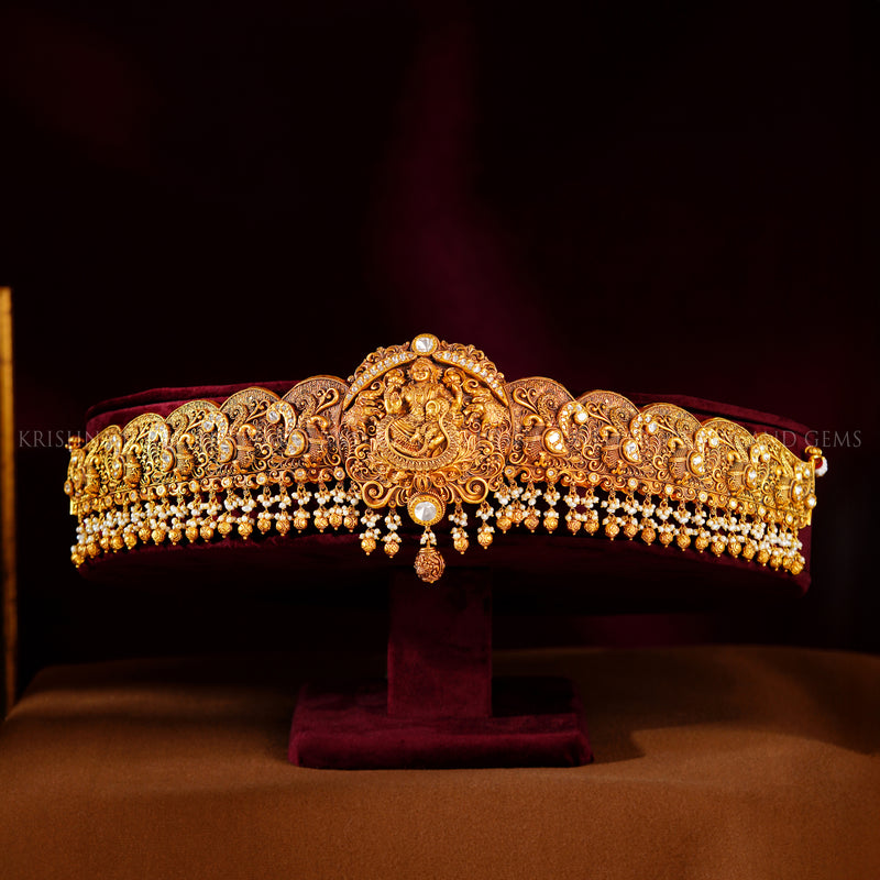 22K Antique Nakshi Kundan Polki Vaddanam