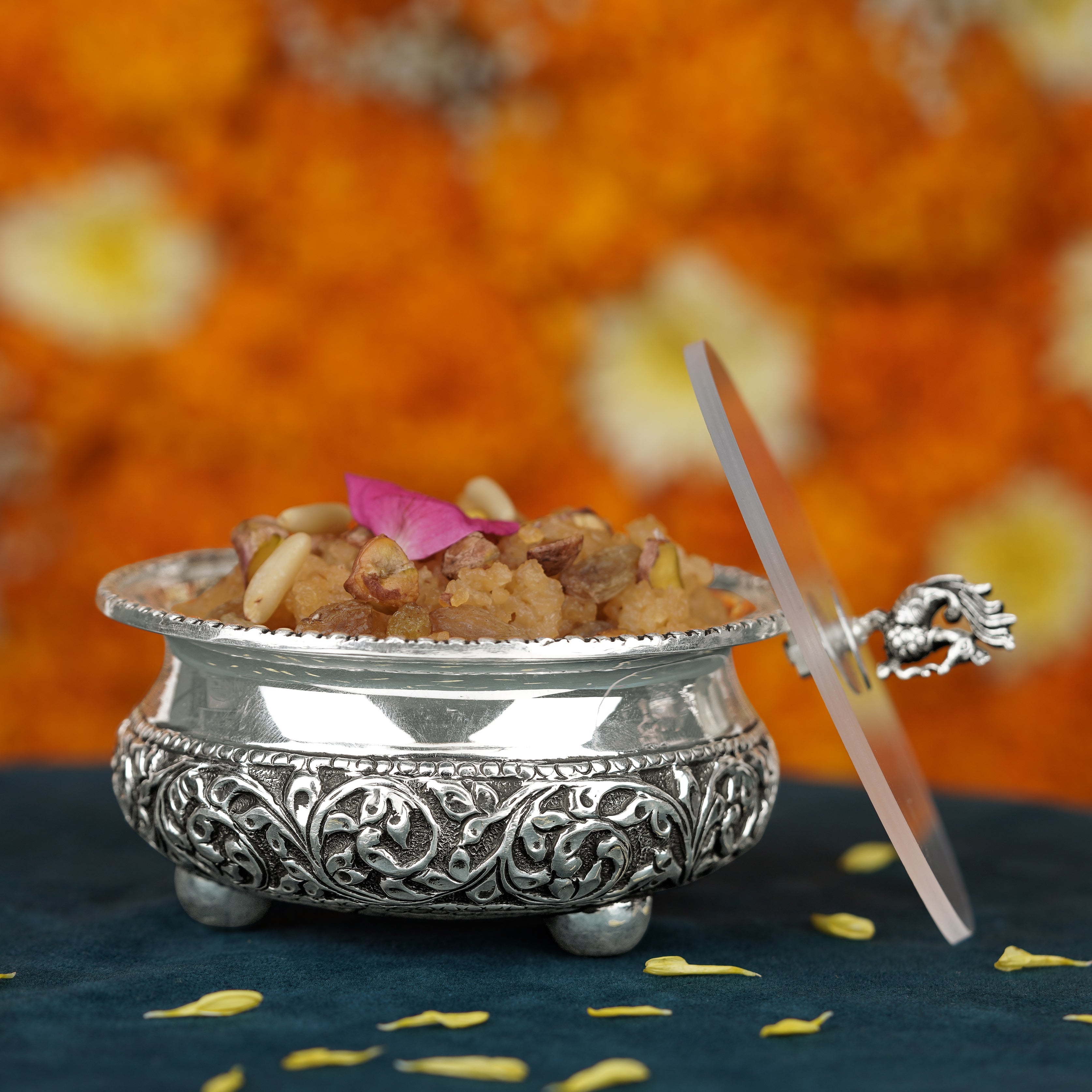 Antique Silver Prasadam Bowl - Krishna Jewellers Pearls and Gems